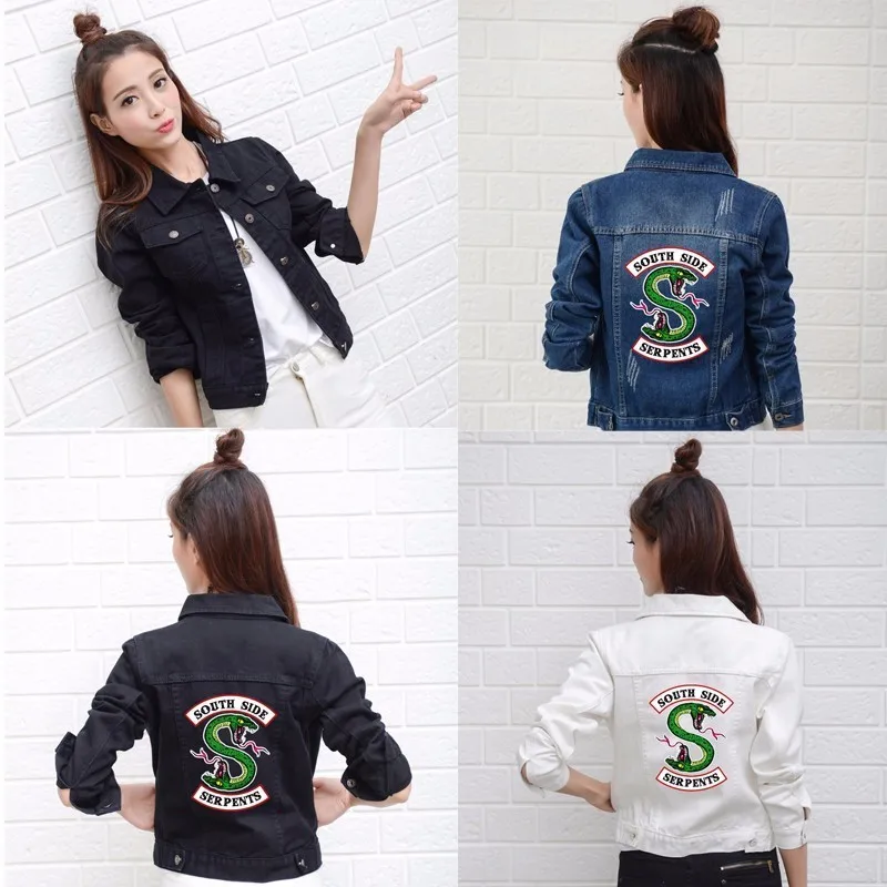 Riverdale Jeans Denim Jacket South Side Serpents Streetwear Tops Spring Jean Women Jacket Harajuku Hip Hop Denim Clothing Female