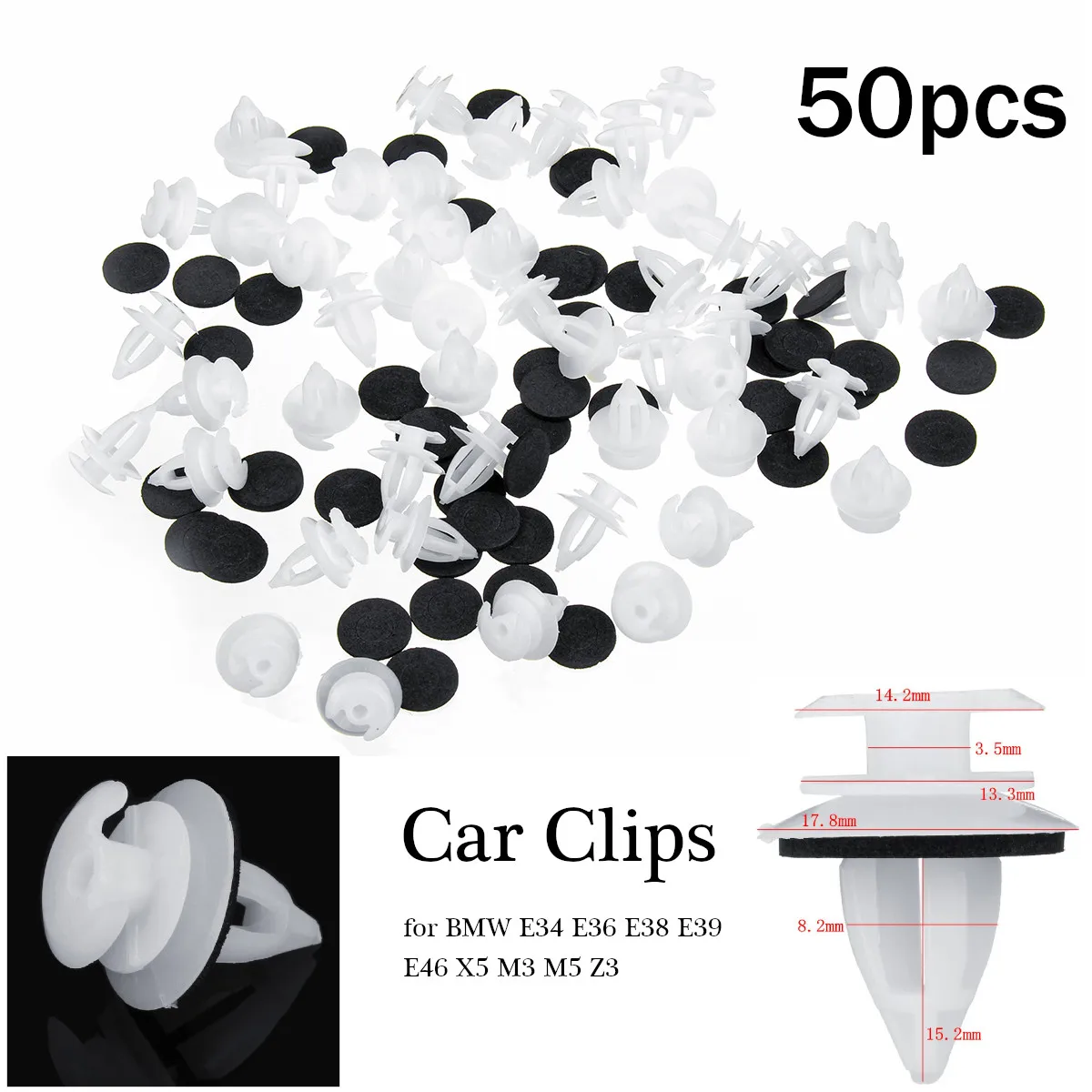 

50Pcs 8mm Car Door Trim Panel Clips Rivets Fastener Retainer For BMW E34 E36 E38 E39 E46 X5 M3 M5 Z3