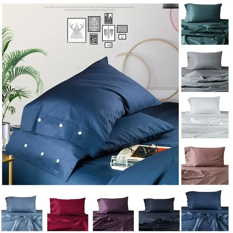 

Cotton Bedding Solid Color Pillowcase Soft Comfortable Whole Bed Covers for Bedroom