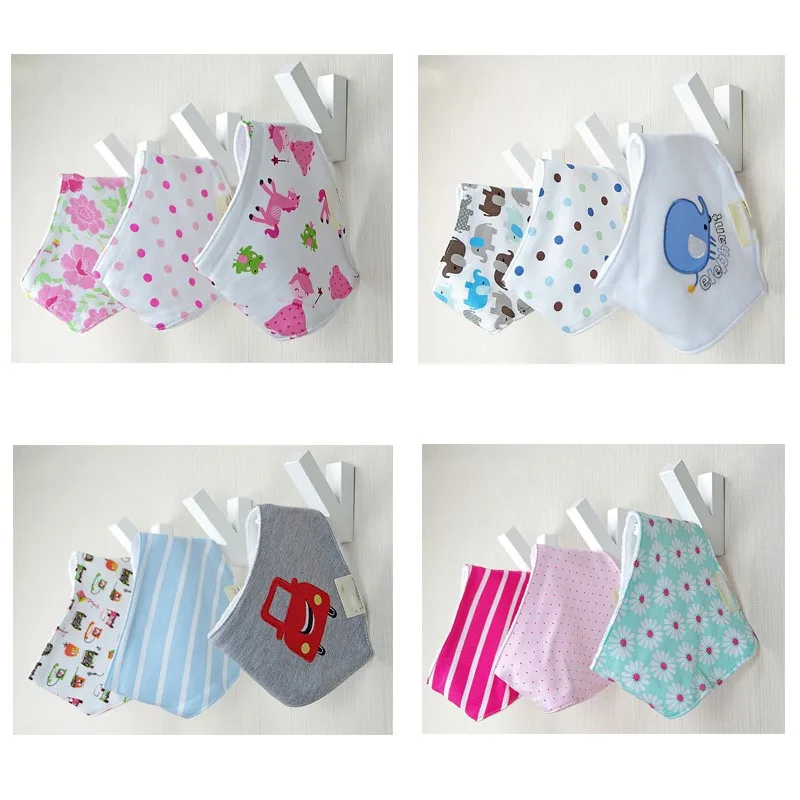 Cotton Bandana Baby Babador Feeding Smock Infant Burp Cloths Cartoon Saliva Towel Baby Eating Accessory Soft Baby Stuff 3pcs/set