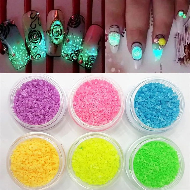 BeautyBigBang 8 colores nuevo polvo de Arte de uñas partículas de arena fluorescente piedra pequeña grava decoración de uñas piedra brillante