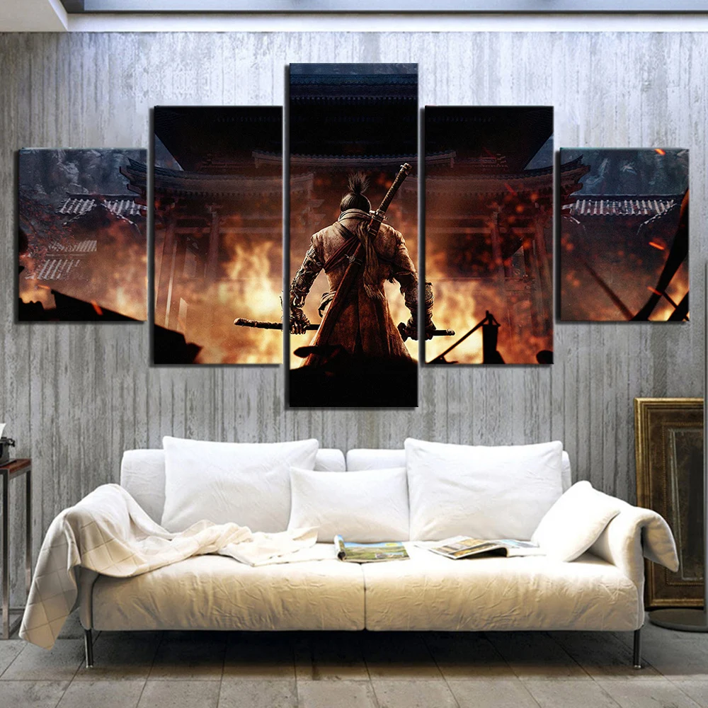 5 шт. SEKIRO Shadows Die Twice игровой постер художественный холст картины ниндзя настенные