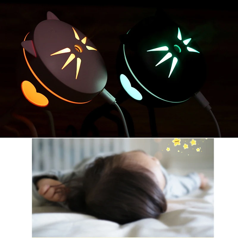 HOME 150ML портативный милый кот USB светодиодный светящийся увлажнитель воздуха с