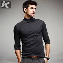 KUEGOU 2019 Autumn Cotton Plain White T Shirt Men Tshirt Brand T-shirt Long Sleeve Tee Shirt Fashion Clothes Plus Size Top 803