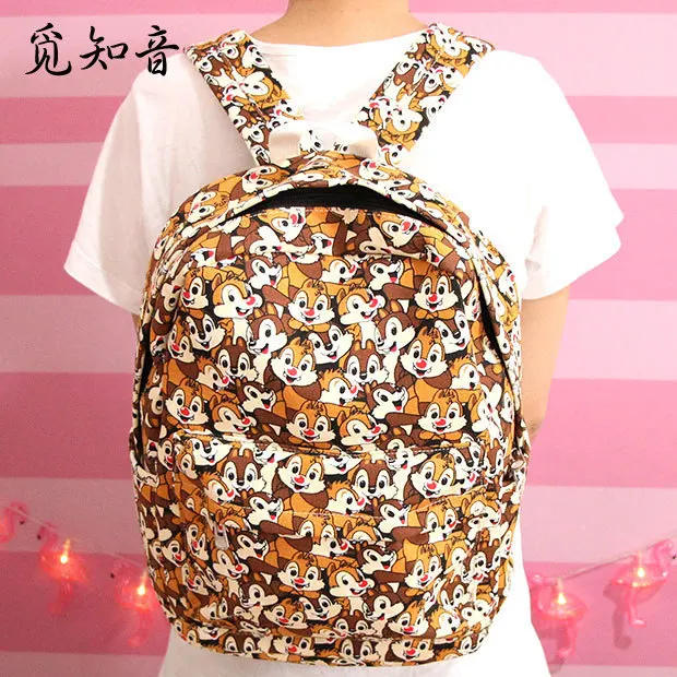 

Super Quality Chip 'n' Dale Squirrel 15" Zipper Backpack Shoulder Bag Mochila Bag School Bag Unisex Fashion Bags Anime Gift