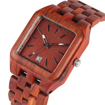 

Sandalwood Red Sandalwood Wooden Watch for Male Female Quartz Watch Movement with A Calendar Function Fashion Wooden Watches