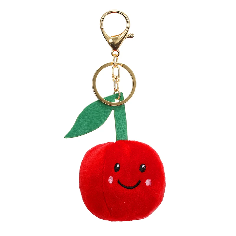 

2019 Plush Stuffed Apple Key Chain Trinket Toy KeyChains Small String Cute Doll Fruit Toy Key Ring for Women Accessory EH299