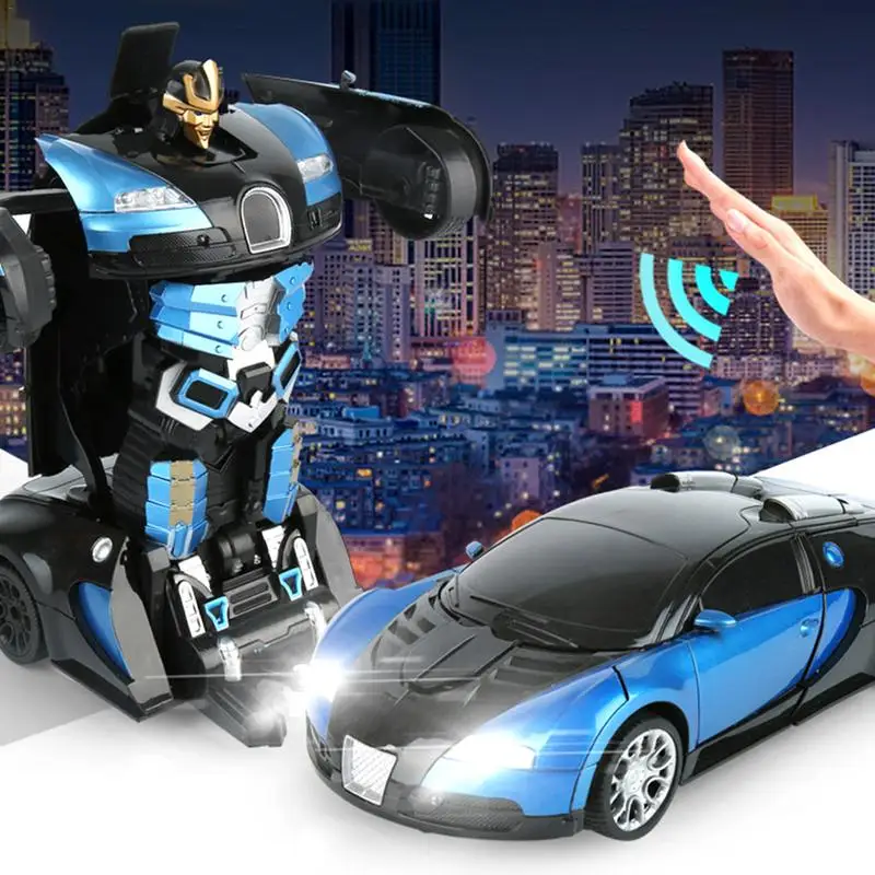 Remote Control 1:14 Robot Model Toy Transforming RC Remote Control Robot Toy Gesture Induction Deformation Car One-Button 