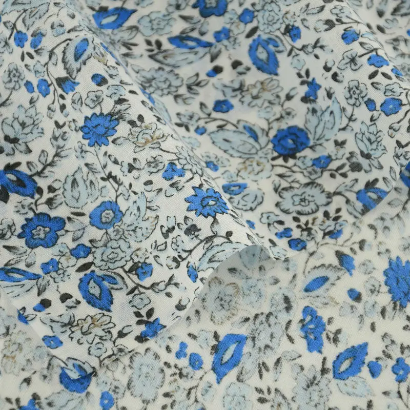 

Patchwork Cotton Fabric Blue Flowers Design Clothing Sewing Cloth Doll Decoration Scrapbooking Fat Quarter CM Art Work Tecido