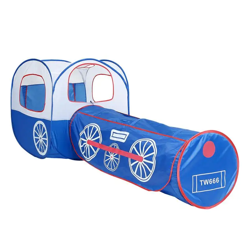 

Kids Play Tent Blue Train Crawl Tunnel Tents Ocean Balls Pool Pit Portable Large Pool Tube Teepee Kids Play House Tent Crawling