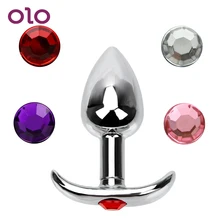 OLO Crystal Jewelry Metal Anal Plug Prostate Massager Butt Plug Butt Stimulation Sex Products Sex Toys for Women Men