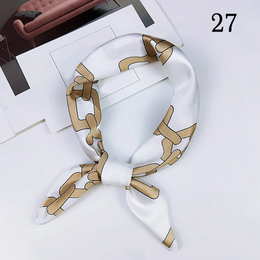 New Women Small Square Satin Scarf Head Neck Scarf Bandana Headband Hair Tie Band Wrap Dot Floral Plaid Handkerchief Scarf Silk