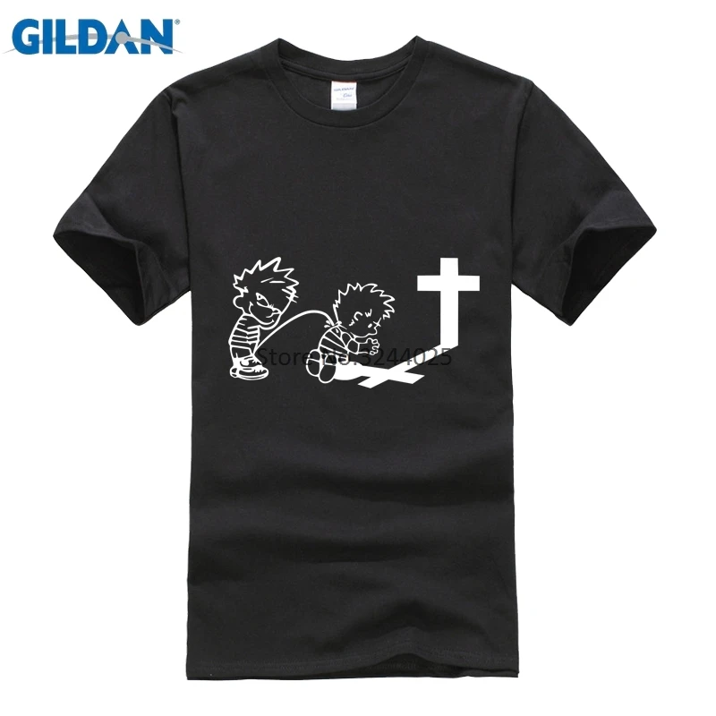 

Gildan Tee Shirt Men Calvin And Hobbes T-Shirt Men 3xl Calvin Peeing On Calvin Praying Funny T Shirt