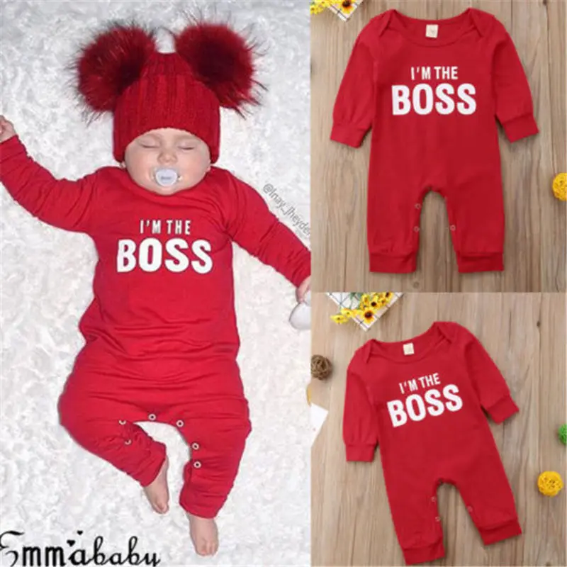 Emmaaby/Модный милый комбинезон для новорожденных с надписью «I'm the BOSS» одежда на Рождество подарки для мальчиков и девочек Прямая поставка