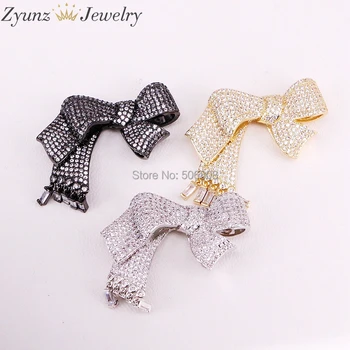 

4PCS ZYZ324-9521 Multi Strands CZ Micro Pave Butterfly Connector, Cubic Zirconia Rhinestone Bow Pave pendant cz