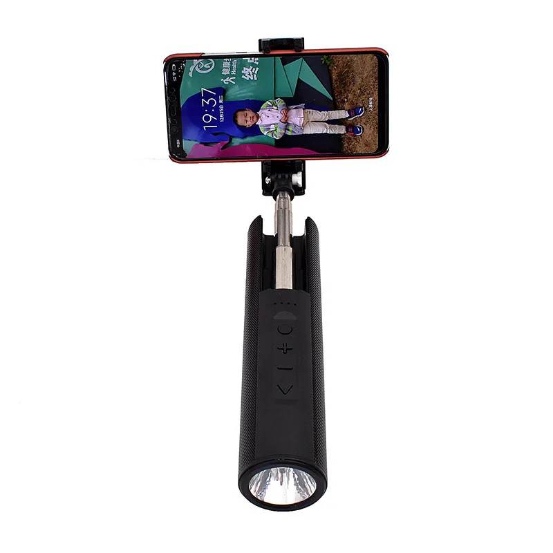 

Portable 4 In 1 LED Flashlight bluetooth Speaker Selfie Stick With Power Bank Support TF Card for Sport Phone