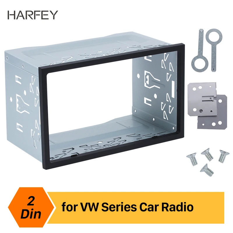 

Harfey Universal Car 2DIN Fascia Trim Kit Radio Frame for VW Series Jetta Chico Golf Bora/Polo/MK3/MK4 1997-2009 Stereo Panel