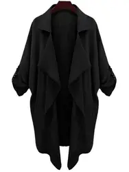 AZULINA Женское пальто с отворотом с длинным рукавом однотонный Тренч на продажу