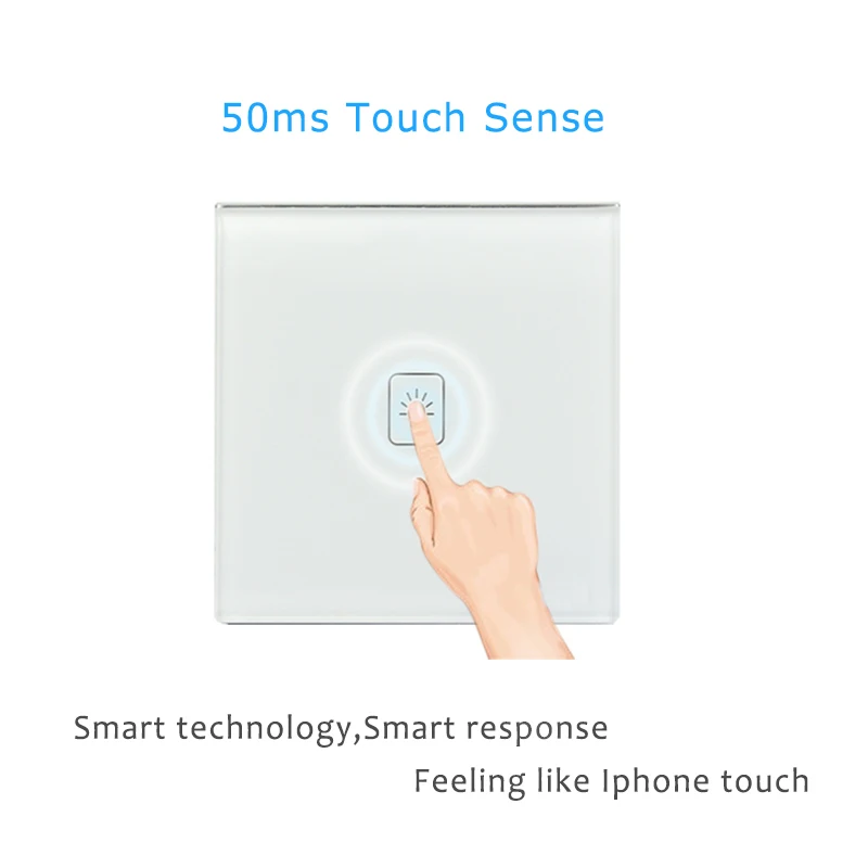 2 банды 1 способ Великобритании Стандартный сенсорный выключатель белый кристалл стеклянный выключатель сенсорный экран настенный выключатель