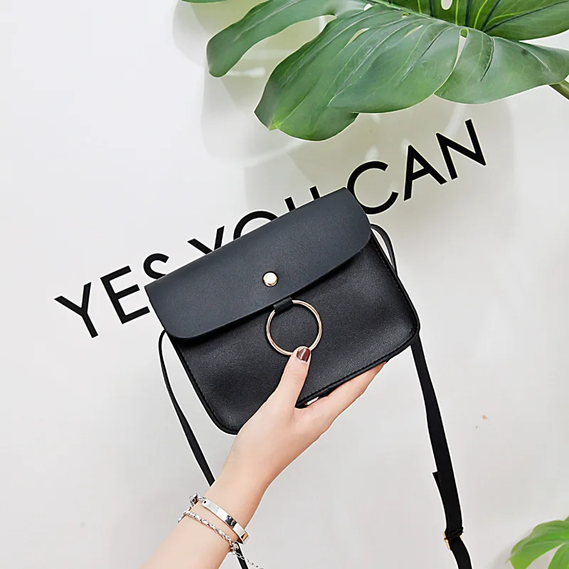 

Super Seabob 2018 New Pattern Concise PU Magnetic Buckle Small Square Package Korean Solid Color Single Shoulder Satchel DA602