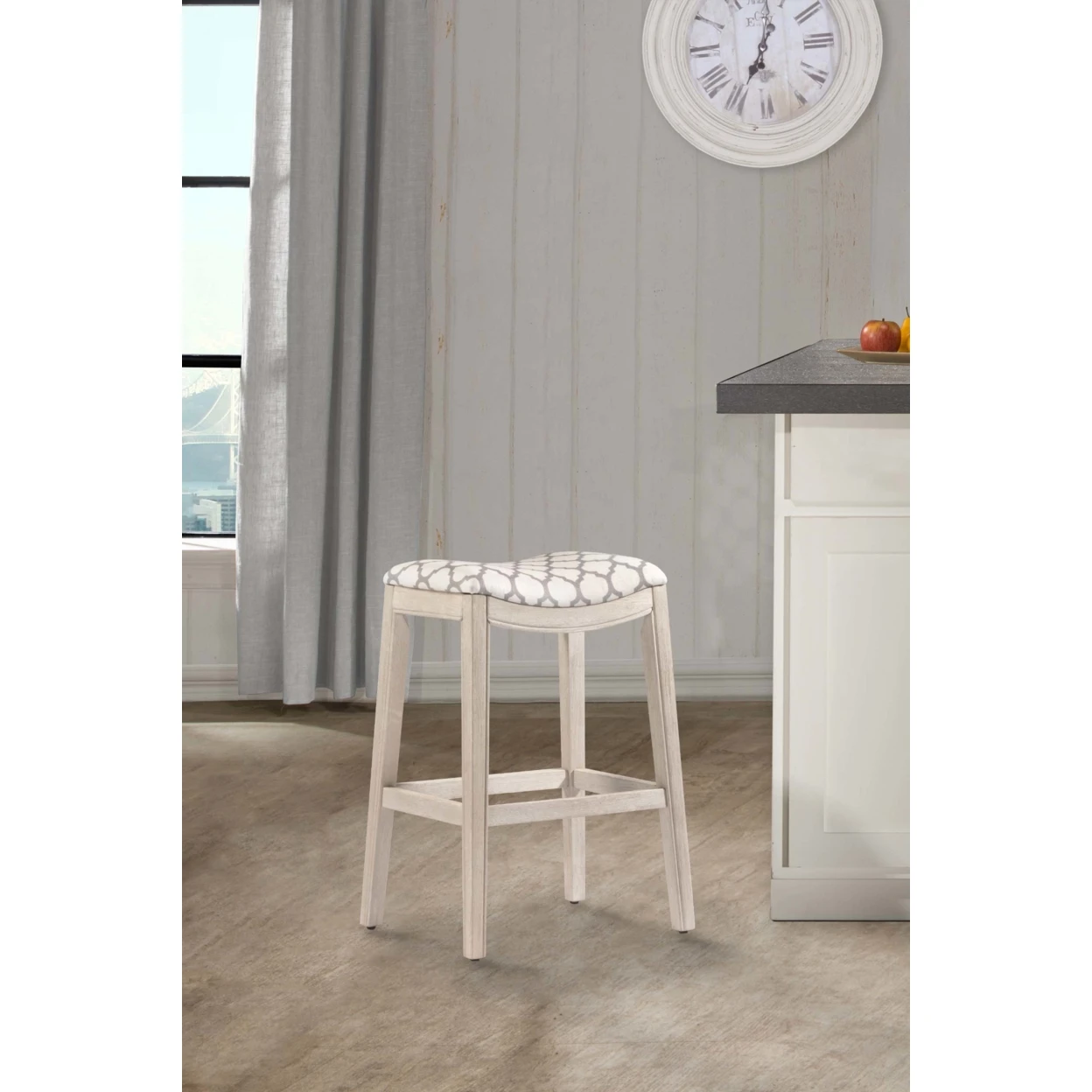 Sorella Non-Swivel Counter Stool - White (Wirebrush) Wood Finish | - Цена: 