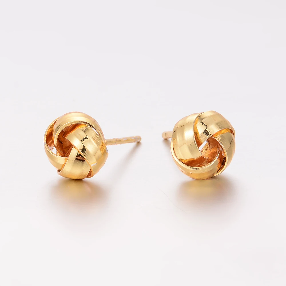 Серьги гвоздики WANDO Twist ball золотистого цвета Женские Ювелирные изделия с жемчугом