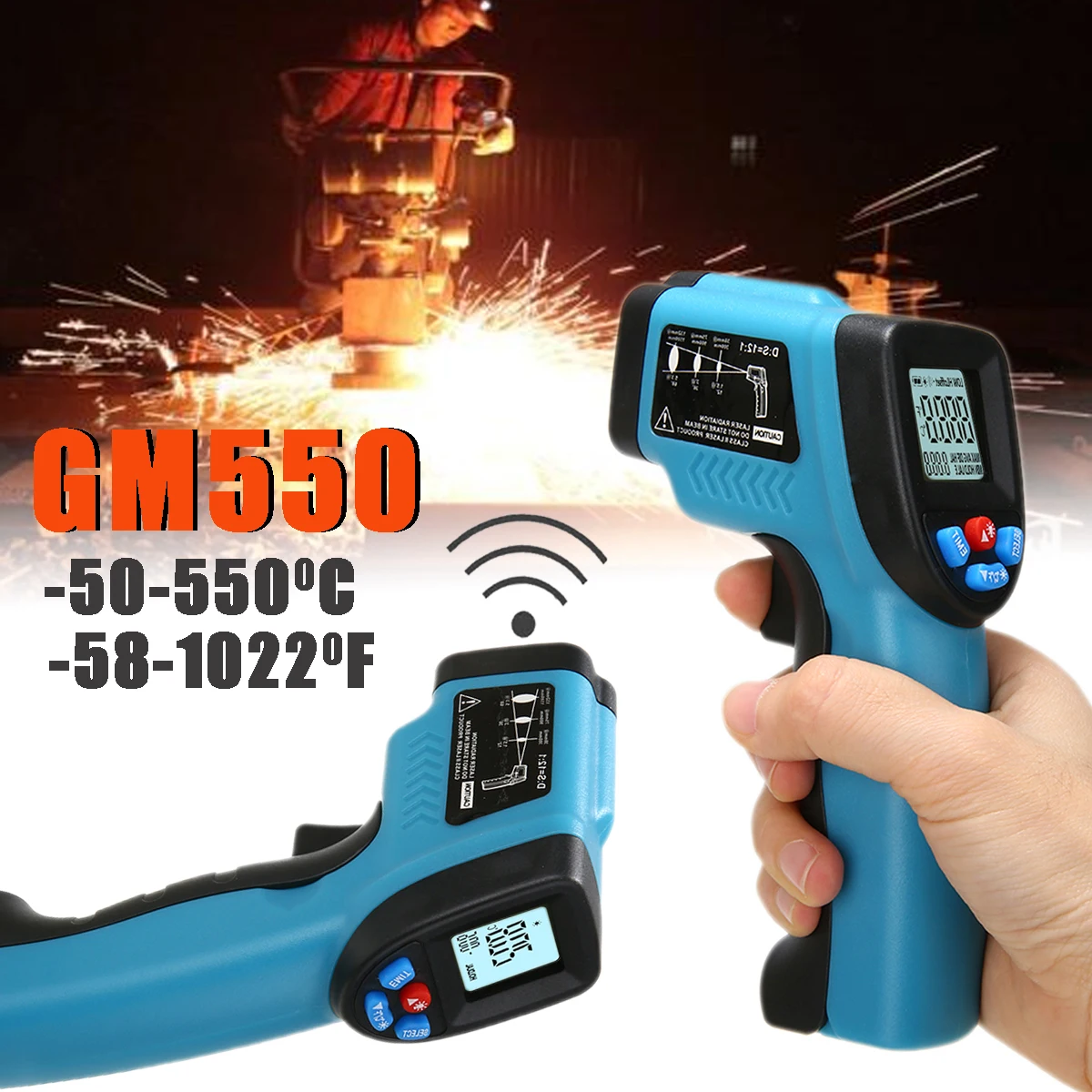 

Non-Contact Laser LCD Display Thermometer IR Infrared Digital C/F Selection Surface Temperature Thermometer Pyrometer Imager