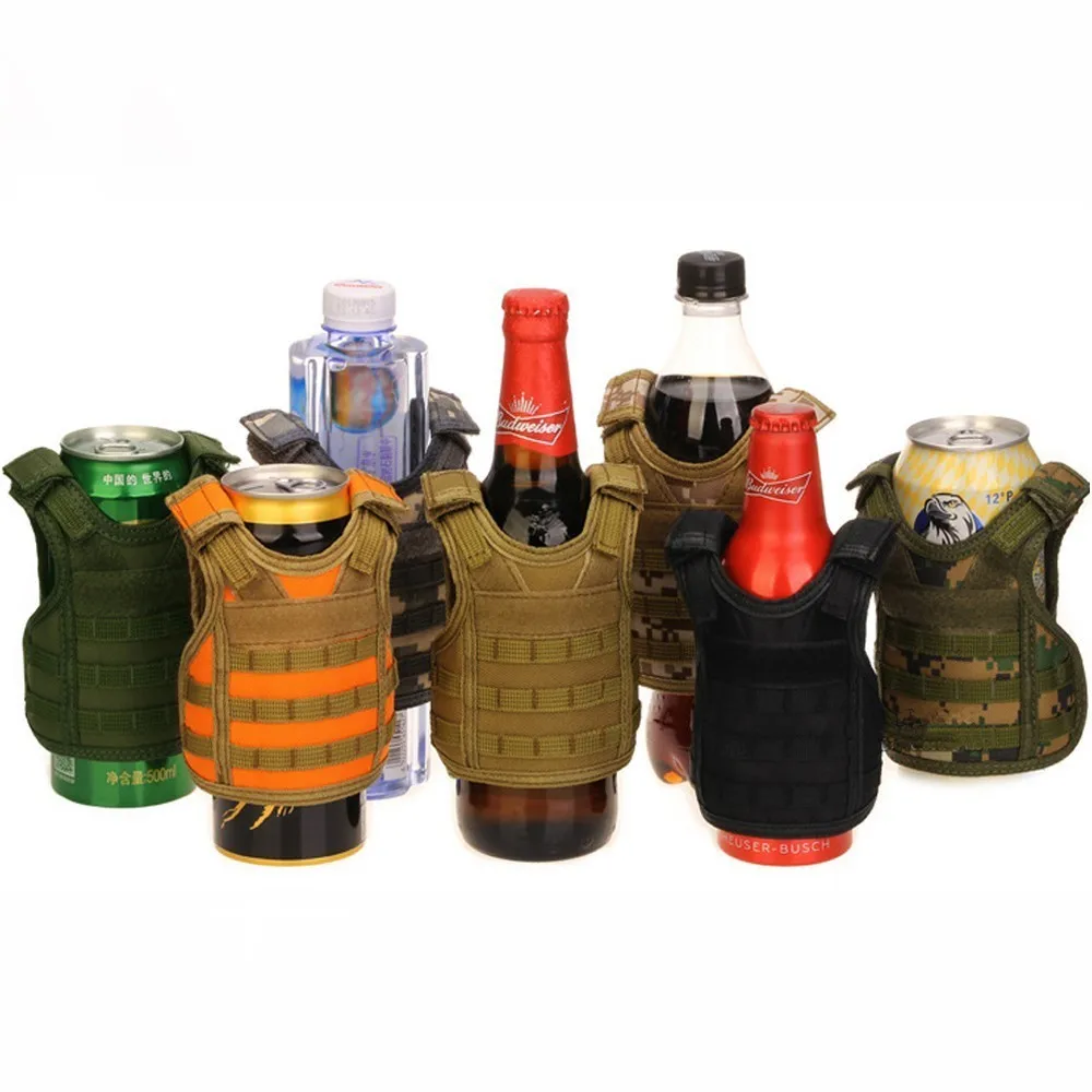 

Tenneight Tactical Beer Vest Military Molle Vest Mini Miniature Wine Bottle Cover Vest Beverage Cooler Adjustable Shoulder Strap