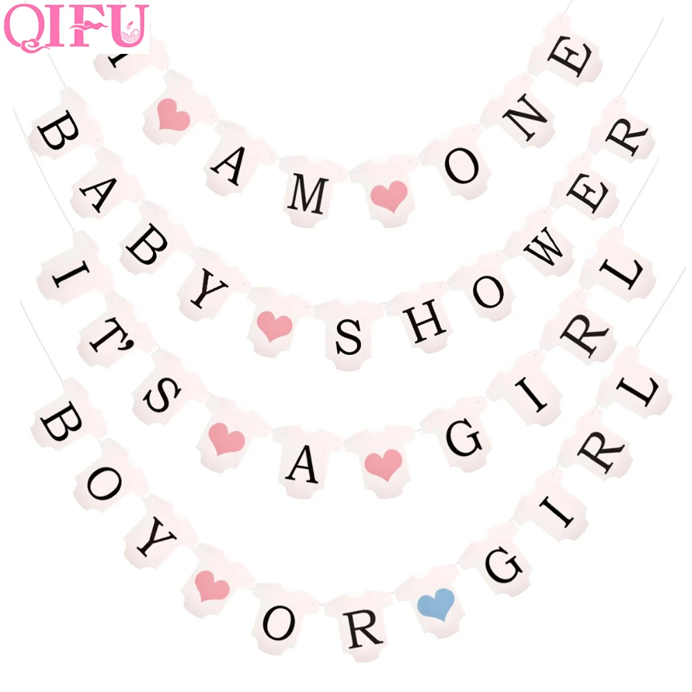 

QIFU 1pc Baby Shower Decorations It's a Boy Or Girl Banner Gender Reveal Babyshower Garlands Dropshipping Drop ship