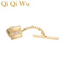 Золотой держатель галстука для мужской рубашки элегантная матовая лента с замком Tack клатч с цепочкой для мужчин Jewrlry Qi Wu