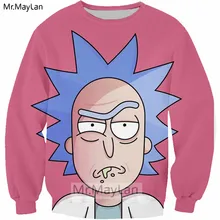Harajuku Anime Ricka and Morty 3D Print Sweatshirt Men/women Hiphop Streetwear Hoodies 90s Boys Hipster Pink Tops Kawaii Clothes