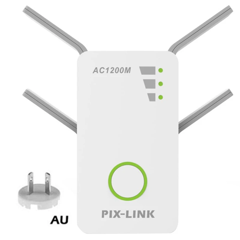 AABB-Pix-link Беспроводной двухполосный AC 1200M 2,4 Ghz/5 Ghz мини маршрутизатор Wifi ретранслятор диапазона с 4 внешними антеннами Au Plug