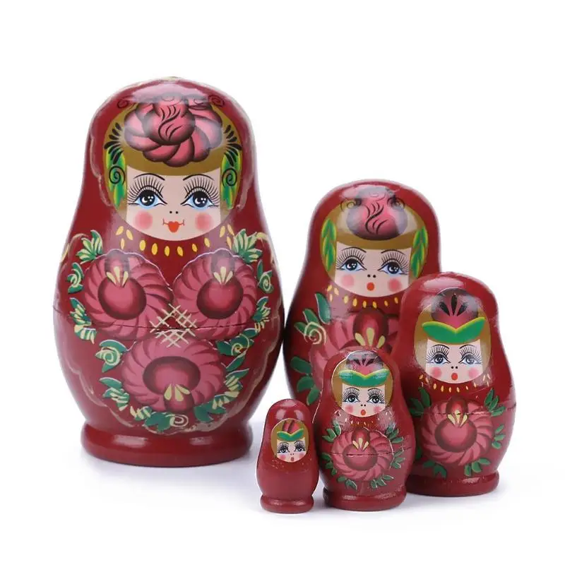 

5 Layers Novelty Russian Nesting Doll Wooden Matryoshka Set Hand Painted Doll Model Toys for Children's Day Boys Girls Gifts