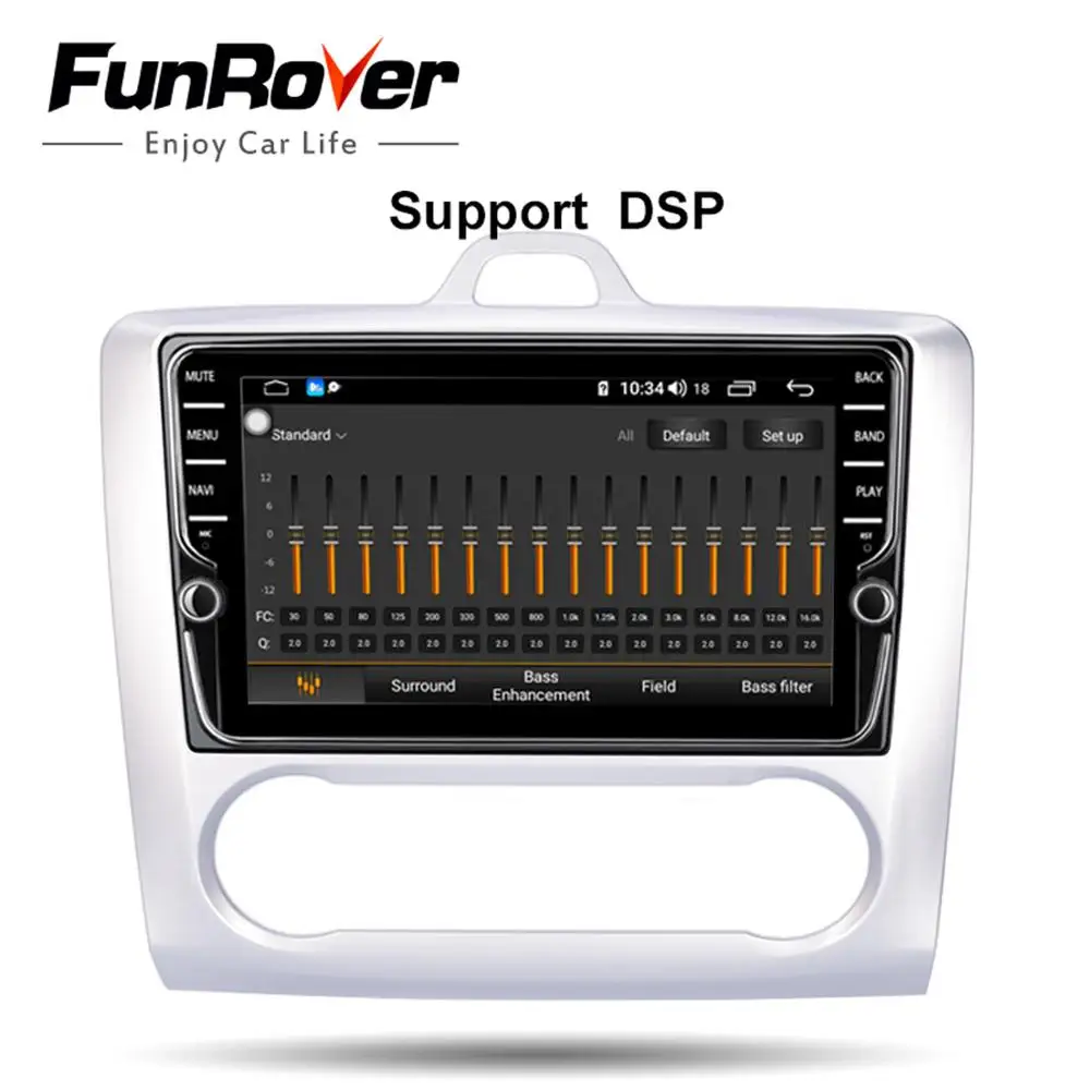 Funrover 2 din Android 9,0 автомобильный DVD мультимедийный плеер gps стерео navi для фокуса 2 2004-2011 Видео Авто Радио Навигация DSP