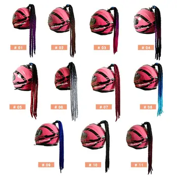 

11 Colors Motorcycle Women Helmet Twist Braids Ponytail Gradient Ramp Hair Punk Free Style Biker Helmet Decoration