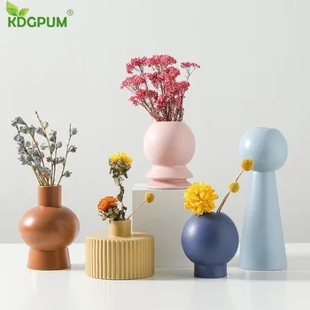 

KDGPUM Europe Porcelain Vase Modern Fashion Ceramic Flower Vase Colorful Flower Arrangement Pot Hallway Home Wedding Decoration