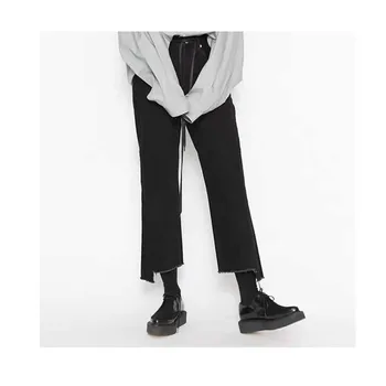 

2019 New Fashion Solid High Waist Wide Leg Jeans Women Irregular Denim Casual Pants Female Straight Trousers