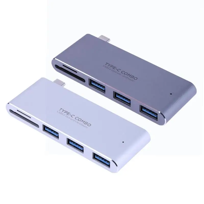 5in1 Тип-C Hub разветвитель USB 3,1 Combo SD/TF Card Reader адаптер кардридер памяти для Macbook телефон ноутбук Тетрадь Tablet PC