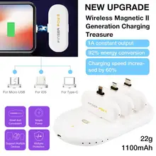 Finger Pow мини зарядный внешний аккумулятор 1100 мАч портативный аварийный Быстрый зарядный пакет Универсальный Беспроводной магнитный мобильный аккумулятор