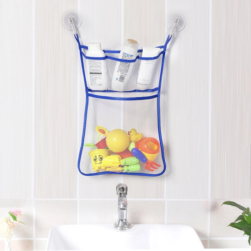 

New Baby Children's Bath Toys Storage Net with Strong Suction Cup Toy Bag Net Bag Pocket Organization wall corner Toy organizers