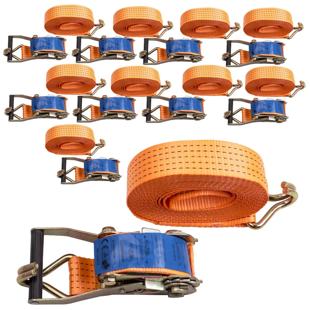 

10x Ratchet Tie Down Strap 5 Tonne Heavy Duty 8 M Metre X 50mm Trailer Lorry sale