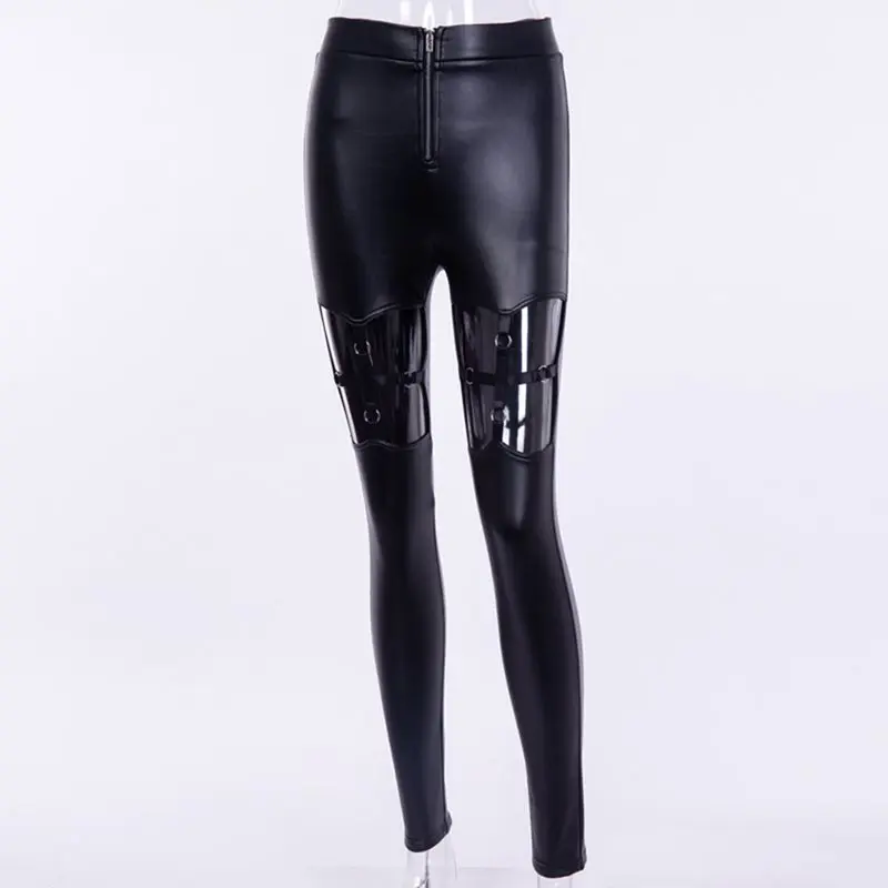 PU Leggings Women Spring New Gothic Hollow Streetwear Faux Leather Leggings Casual Fitness Black Cool Girl Sexy Push Up Leggins PU Leggings Women Spring New Gothic Hollow Streetwear Faux Leather Leggings Casual Fitness Black Cool Girl Sexy Push Up Leggins