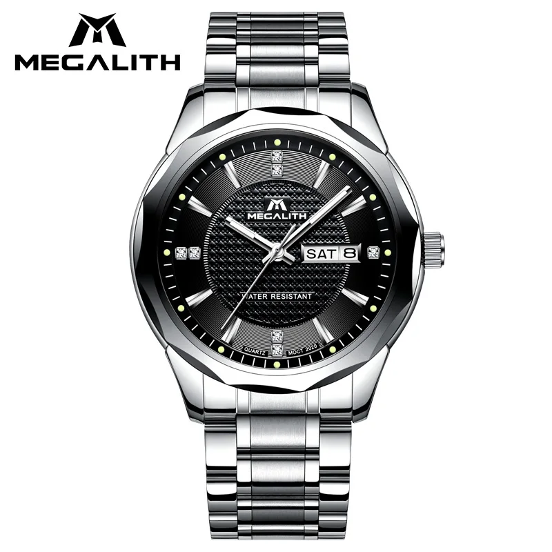 

MEGALITH Waterproof Watch For Men Luxury Top Brand Watches Men Analogue Calendar Stainless Steel Quartz Watches Horloges Mannen