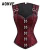 Aonve Steampunk Overbust Women Corset Red Blue Steel Bones Korse Top Black Gothic Clothes Mujer Punk Goth Costumes S-2XL ► Photo 1/6