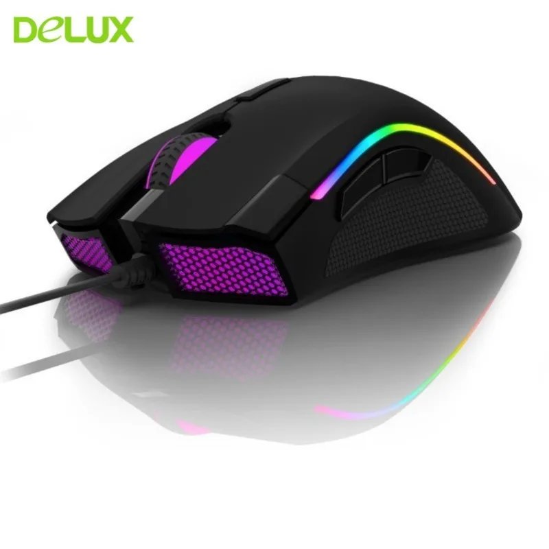 

Delux M625 PMW3360 Wired Computer Gaming Mouse 12000DPI Gamer Mause With RGB Backlit 7 Buttons Sensor PC Game Mice For Laptop