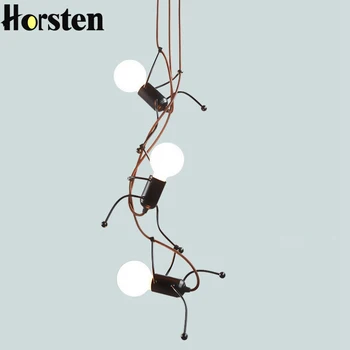 

Creative Iron Hanging Lights For Dining Room Little Man Climbing Trees Cord Pendant Lamp Vintage Droplight Loft Children Room