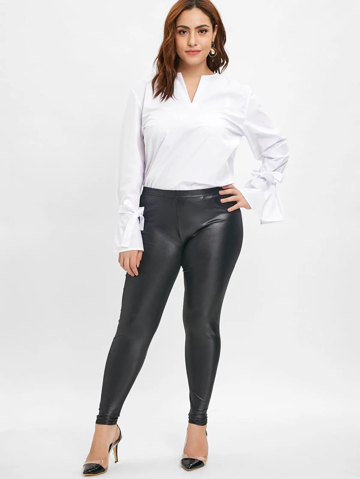 Rosegal, леггинсы из искусственной кожи размера плюс, обтягивающие, с высокой эластичной талией, черные брюки-карандаш, женские сексуальные штаны, джеггинг, эластичные брюки