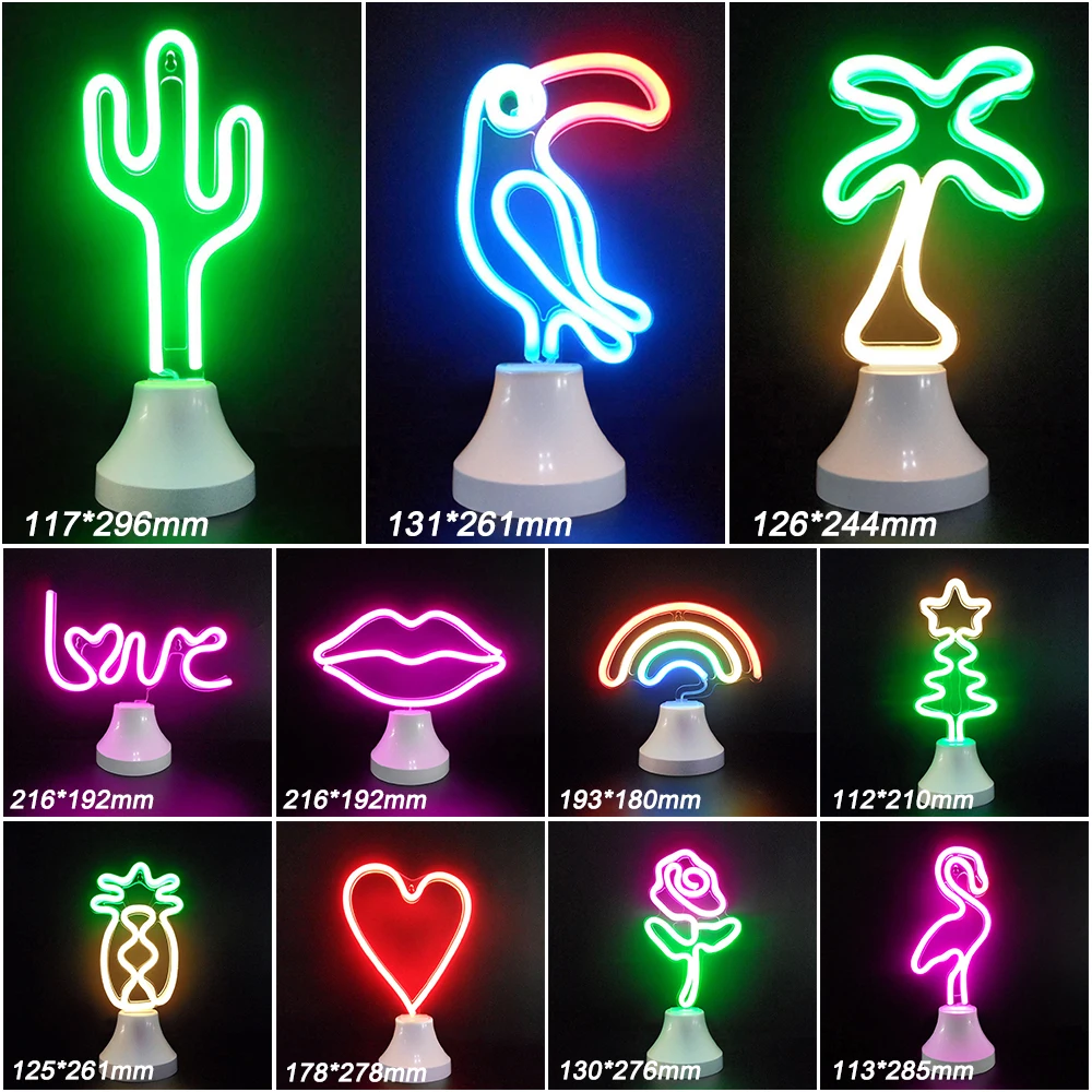  Night light Rose flower LED Neon light Christmas Tree Flamingo Desk Lamp Rainbow LED light LED Neon