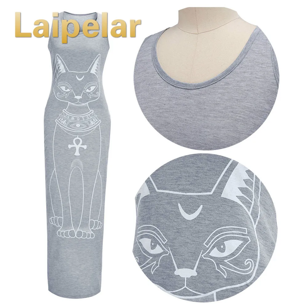 2019 Women Summer Long Maxi Dress Casual Cat Print Boho Beach Dress Sexy Evening Party Bodycon Dress Vestidos Largos Mujer XXXL
