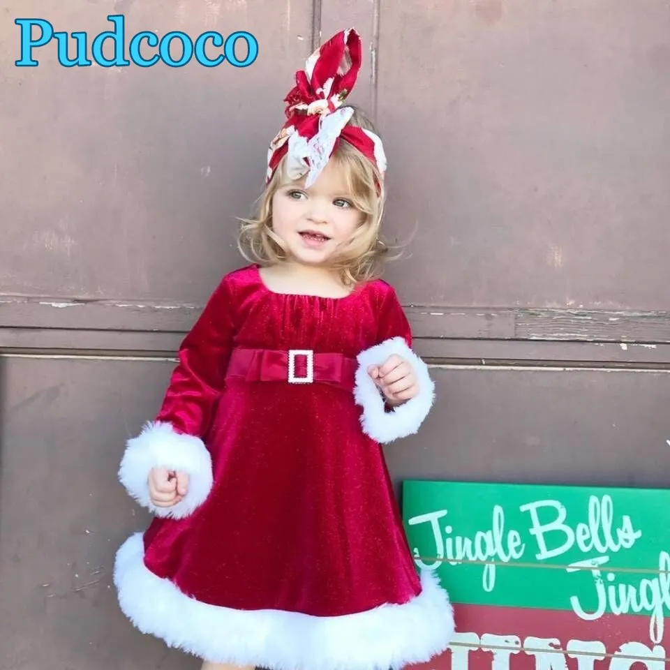 Pudcoco 2019 Новый рождественский малыш дети девочки фестиваль Санта Вечеринка платья